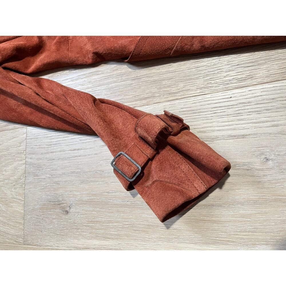 1970s Vintage Cognac Suede Leather Duster Coat Sz 10 Made in Brazil Streetwear - Picture 14 of 16